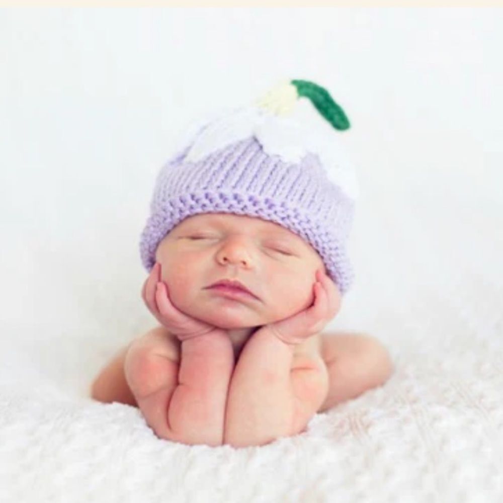 Bebe Chapeau Baby Girls Lilac Hat Daisy on Top 100% Cotton 0-6 months NEW